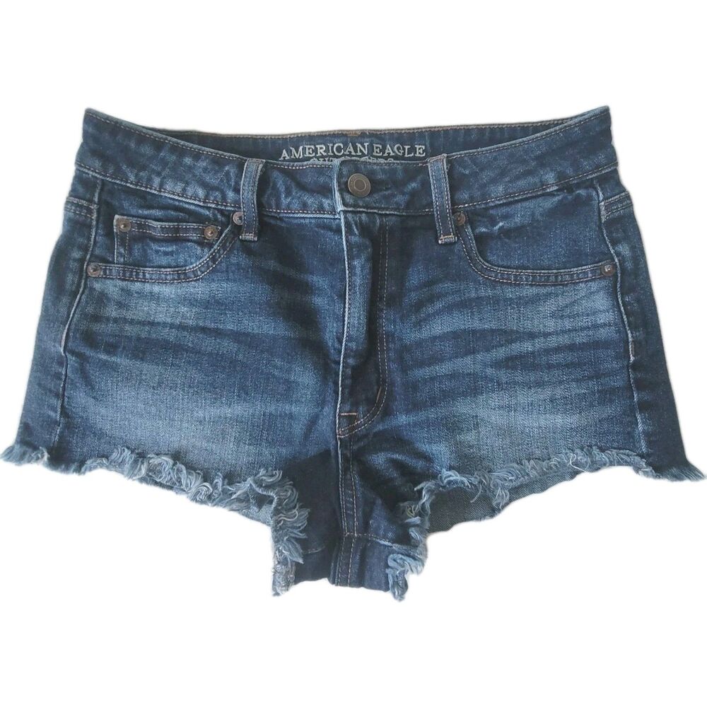 American Eagle Vintage Hi-Rise Festival Stretch Denim Blue Shorts size 8